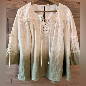 POL BOHO TOP SMALL NATURAL COTTON GREEN OMBRE